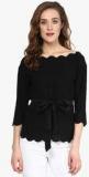 Sassafras Black Solid Blouse Women