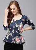 Sassafras Blue Printed Peplum Top Women