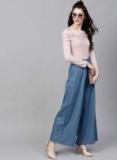 Sassafras Blue Regular Fit Solid Chambray Parallel Trousers Women