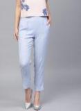 Sassafras Blue Regular Fit Solid Cigarette Trousers women