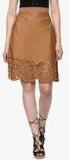 Sassafras Brown Solid A Line Skirt Women