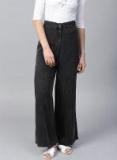 Sassafras Charcoal Solid Trousers Women