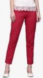 Sassafras Magenta Solid Slim Fit Regular Trouser Women