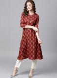 Sassafras Maroon & Golden Printed A Line Kurta women