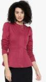 Sassafras Maroon Solid Jacket Women