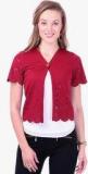 Sassafras Maroon Solid Shrug Women