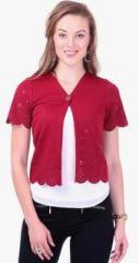 Sassafras Maroon Solid Shrug women