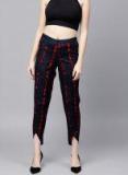 Sassafras Navy Blue Printed Tapered Fit Coloured Pants Women