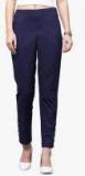 Sassafras Navy Blue Solid Slim Fit Cigarette Trouser Women