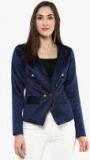 Sassafras Navy Blue Solid Winter Jacket Women