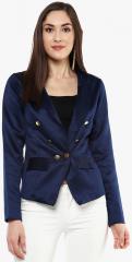 Sassafras Navy Blue Solid Winter Jacket women