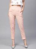 Sassafras Pink Regular Fit Solid Cigarette Trousers Women