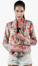 Sassy Stripes Multicoloured Printed Summer Jacket Women