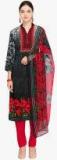 Satrani Black Printed Dress Material Women