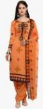 Satrani Orange Printed Dress Material Women