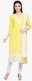 Satrani Yellow Embroidered Dress Material Women