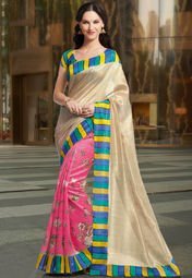 Sattika Silk Blend Pink Saree Women