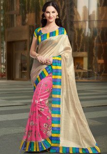 Sattika Silk Blend Pink Saree women