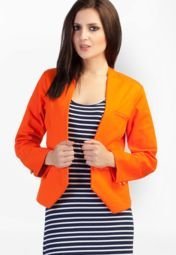 Schwof Orange Twill Solid Jacket Women