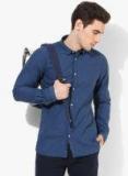 Scotch & Soda Blue Solid Regular Fit Casual Shirt Men