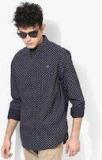 Scotch & Soda Navy Blue Printed Regular Fit Casual Shirt Men