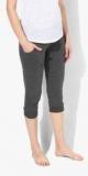 Sdl By Sweet Dreams Dark Grey Melange Solid Capri Women