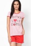 Sdl By Sweet Dreams Pink Half Sleeve T Shirt With Bermuda Women