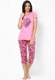 Sdl By Sweet Dreams Pink Half Sleeve T Shirt With Capri Women