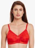 Secrett Curves Red Lace Non Wired Full Coverage Non Padded Everyday Bra Women