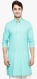 See Designs Aqua Blue Solid Kurta Men