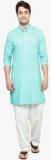 See Designs Aqua Blue Solid Kurta Pyjama Men