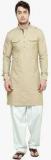 See Designs Beige Solid Kurta Pyjama Men