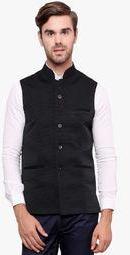 See Designs Black Solid Ethnic Jacket men