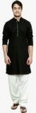 See Designs Black Solid Kurta Pyjama Men