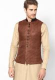 See Designs Brown Solid Slim Fit Nehru Jacket Men