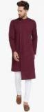 See Designs Burgundy Solid Kurta Men