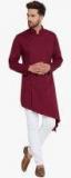 See Designs Burgundy Solid Kurta Pyjama Men