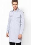 See Designs Light Grey Solid Slim Fit Kurta Men