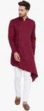 See Designs Maroon Solid Kurta Men