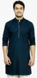 See Designs Navy Blue Solid Kurta Men