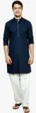 See Designs Navy Blue Solid Kurta Pyjama men