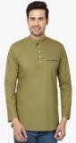 See Designs Olive Solid Short Kurta Men