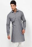 See Designs Solid Grey Kurta Men