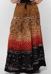 Seeya Multi Color Hand Bendhej Tye & Dye Full Length Skirt Women