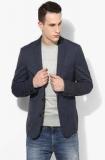 Selected Navy Blue Solid Slim Fit Jacket & Blazers Men