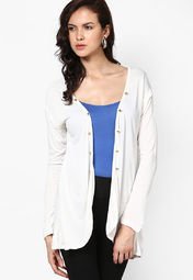 Sepia White Solid Shrug Women