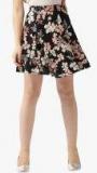 Sera Black Printed Flared Mini Skirt Women