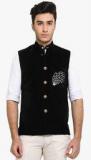 Shaftesbury London Black Printed Slim Fit Waistcoat Men