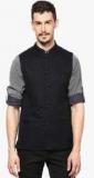 Shaftesbury London Black Solid Slim Fit Waistcoat men