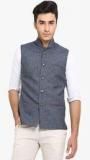 Shaftesbury London Grey Solid Slim Fit Waistcoat men